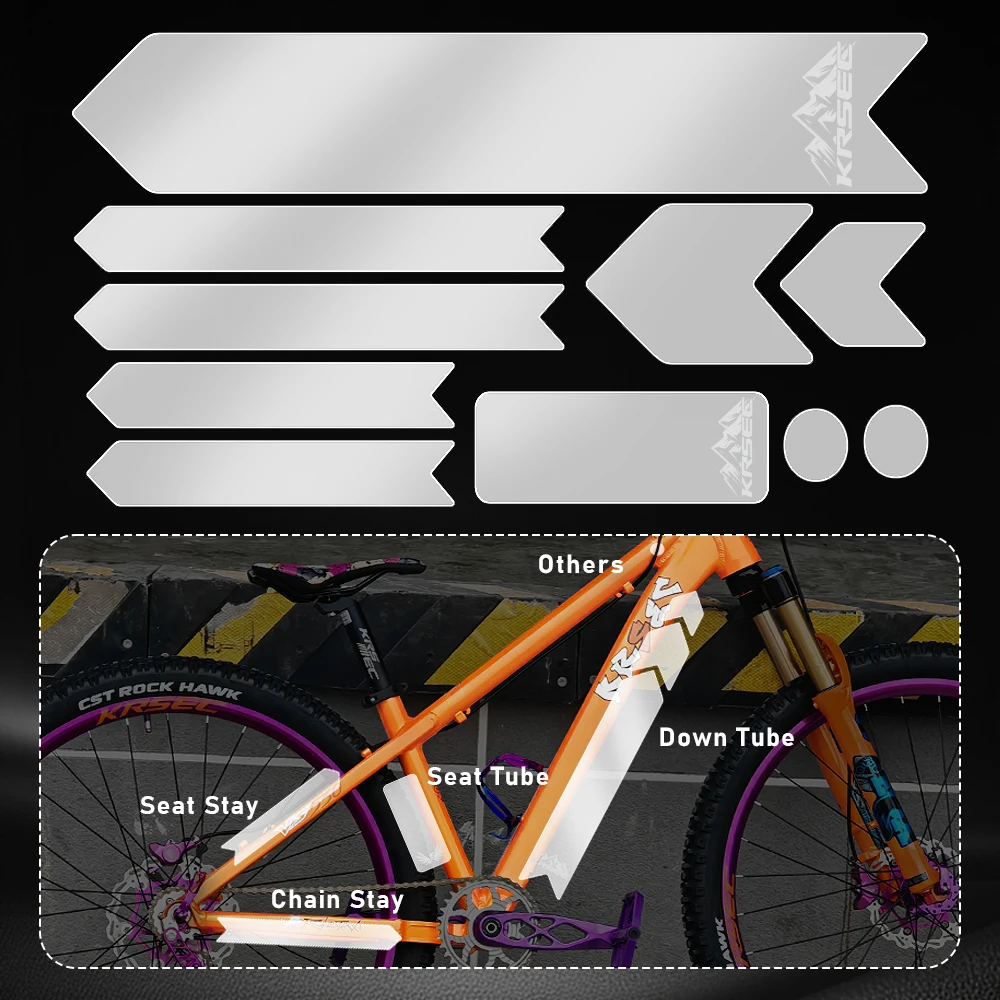 KRSEC Fahrradrahmen Kurze Transparente Schutzaufkleber MTB Fahrrad PVC-Schutzfolie Fahrradrahmen Unterrohr-Schutzaufkleber