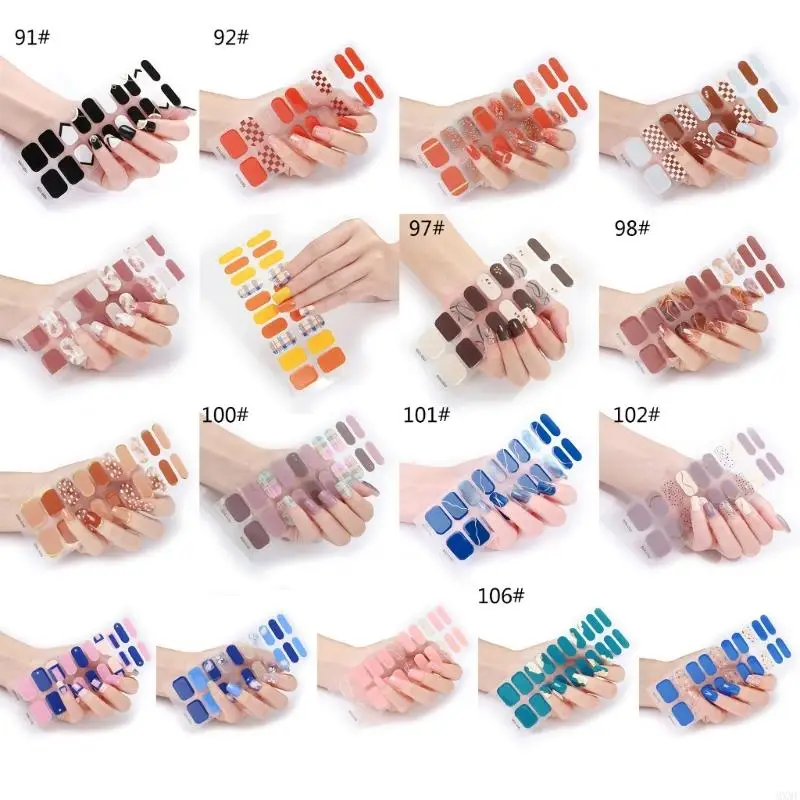 

MXMF 20 Pcs Semi Cured Gel Polish Strips Adhesive Full Wrap Gel Art Sticker