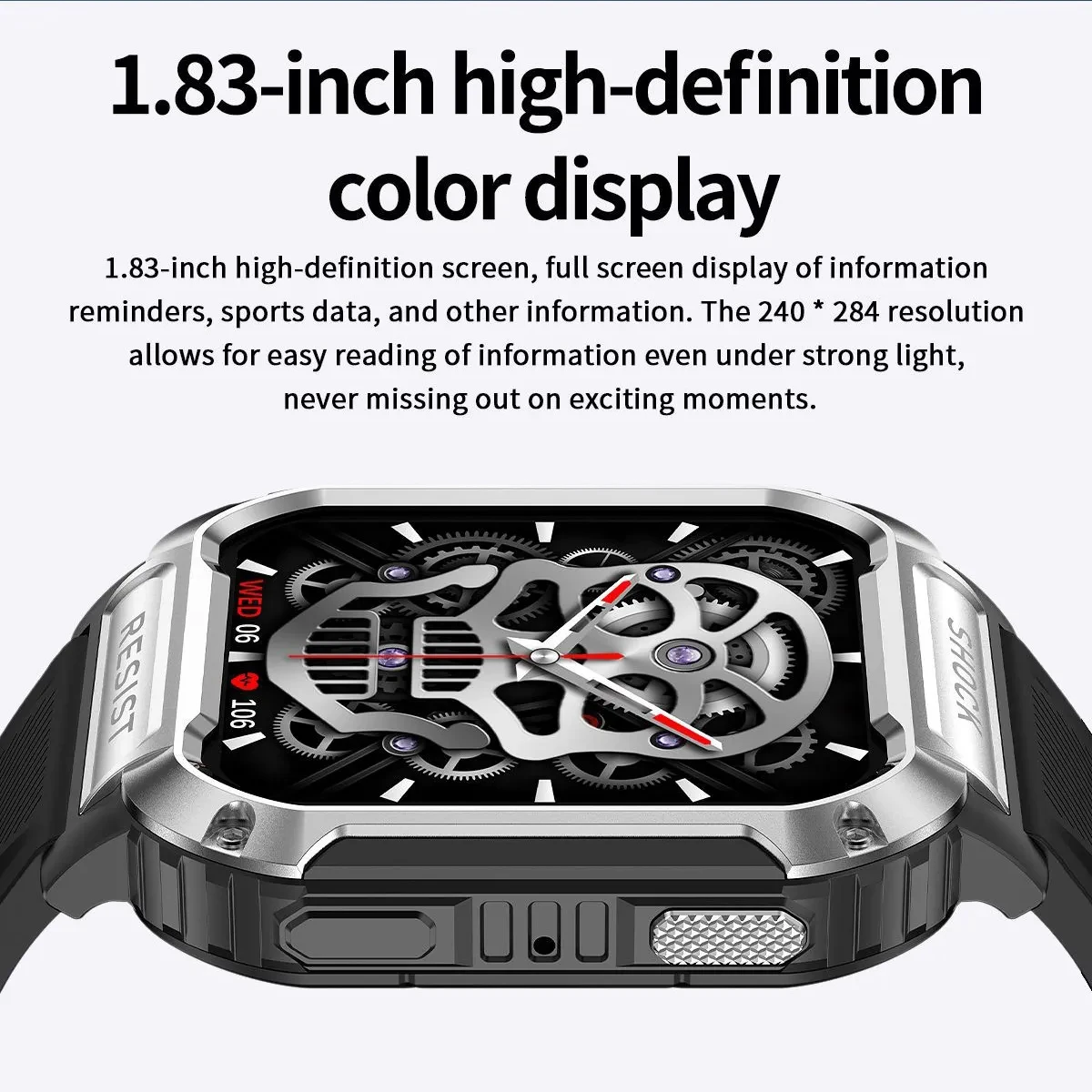 NEW Rugged Outdoor Watch Metal frame anti drop and explosion-proof 1.83-inch large screen HD Bluetooth voice call smart watch