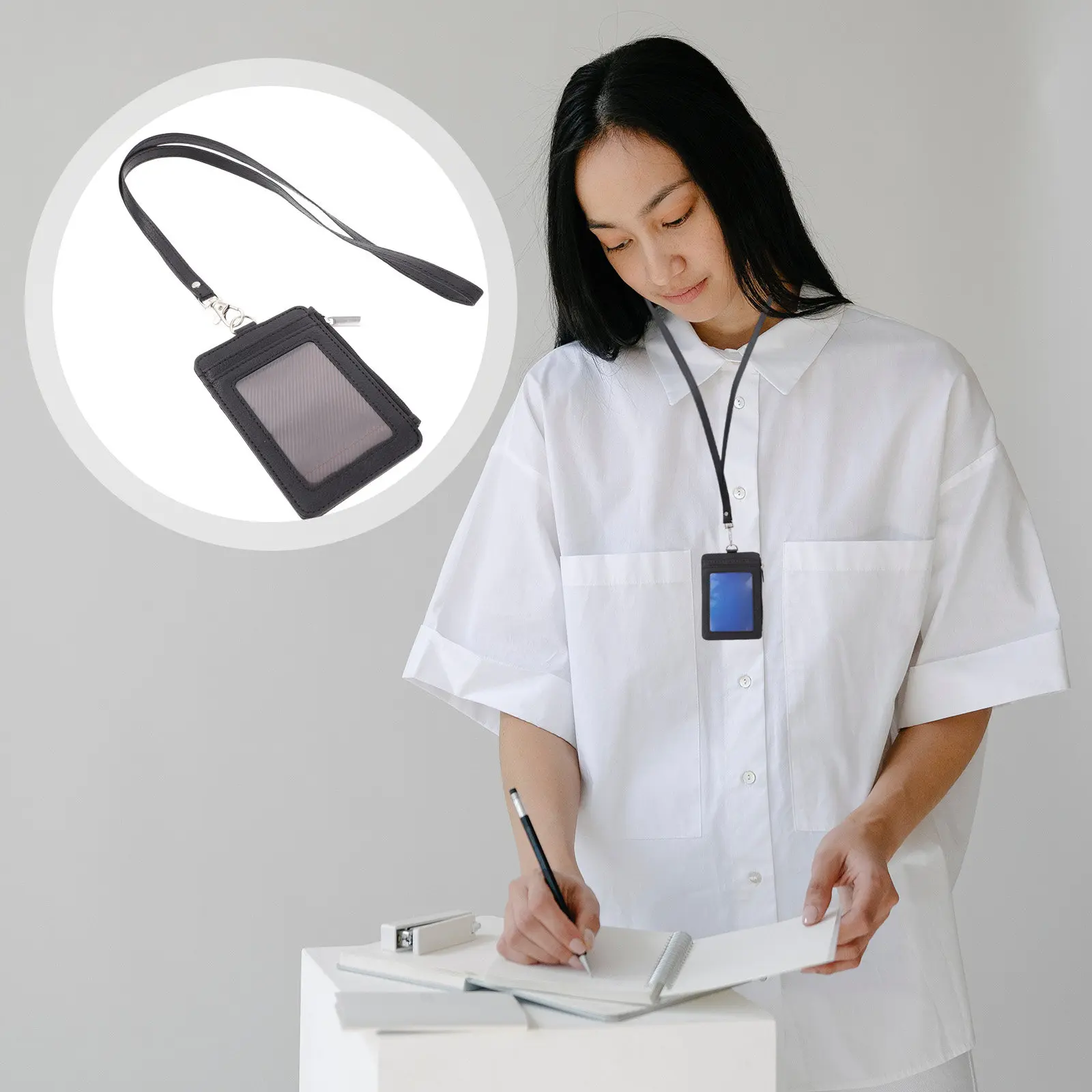 

Держатель для карт с ремешком из плотного полиэстера для бейджей, школьных пропусков, студенческих карт, кредитных карт, проездных на автобус, гостиничных карт