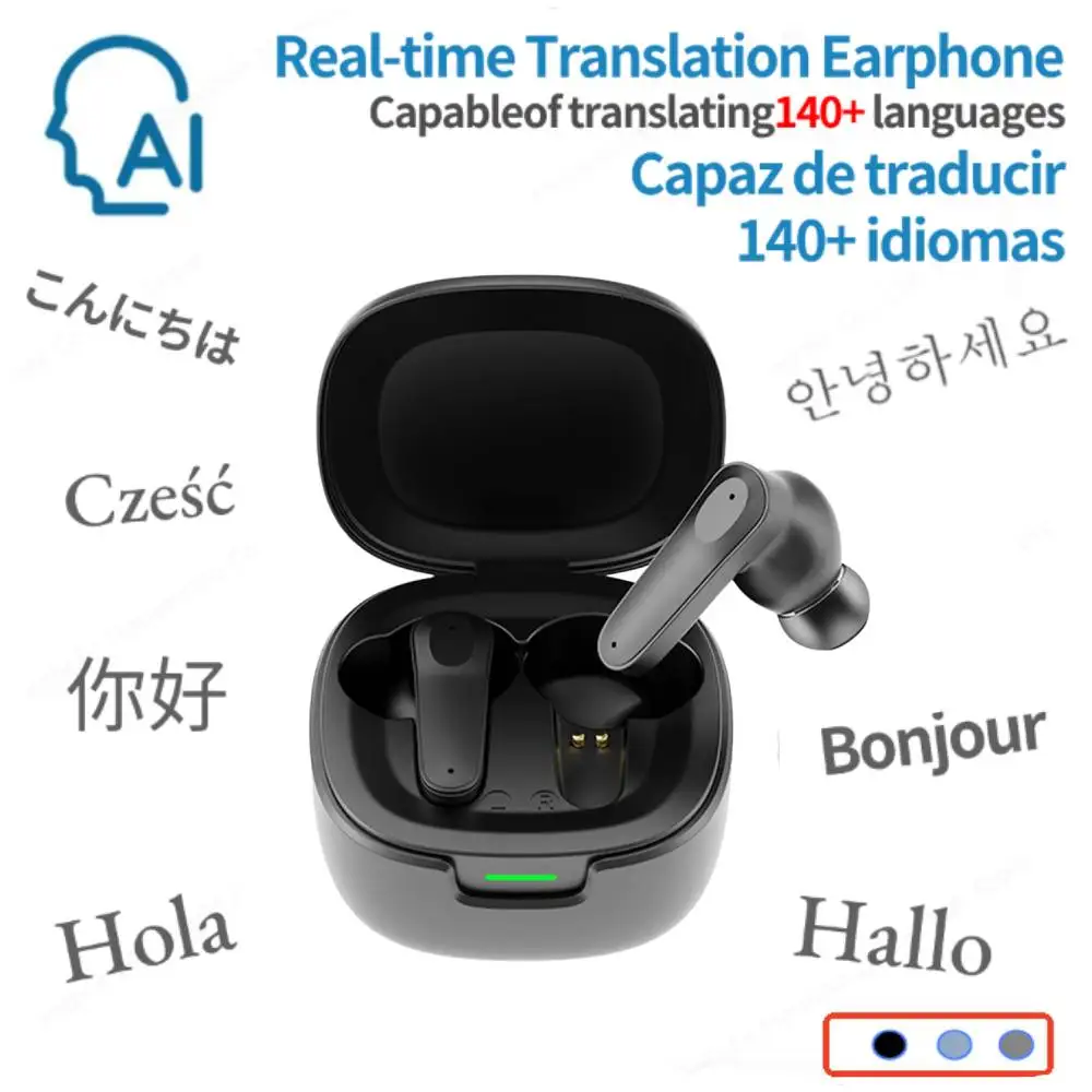 [AI Translator Earphone] A98 Bluetooth5.4 Translation Earbuds AI Real-time Wireless Headphones Office Travel,16mm Driver Unit