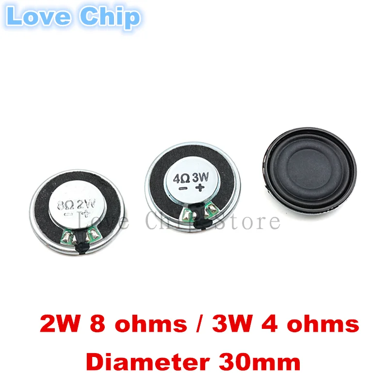 

2 шт., диаметр 30 мм, железная композитная мембрана, 3 см, 4 Ом, 2 Вт, динамик, 3 см, 8 Ом, 2 Вт, динамик, ультратонкие звуковые акустические компоненты