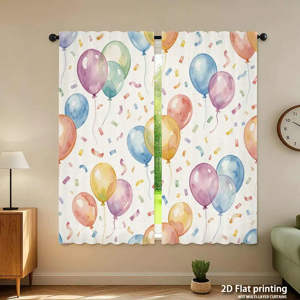 Cheerful Balloon Confetti Pattern Curtain Window Drapes Festive Party Home Decoration Accent Decor Shower Curtain