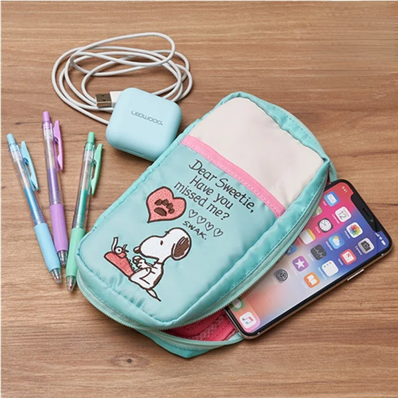 Tas Pensil Alat Tulis Kartun Snooby Tas Clutch Bordir Lucu Tas Penyimpanan Pensil Kapasitas Besar Pelajar Tas Rias Wanita Hadiah