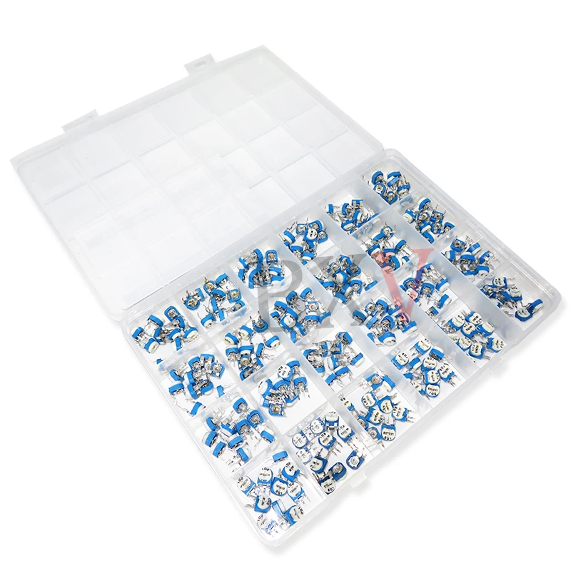 240PCS/Set RM065 100R - 2M 24Values RM063 Carbon Film Horizontal Trimpot Potentiometer Assortment Kit Variable Resistor BXV