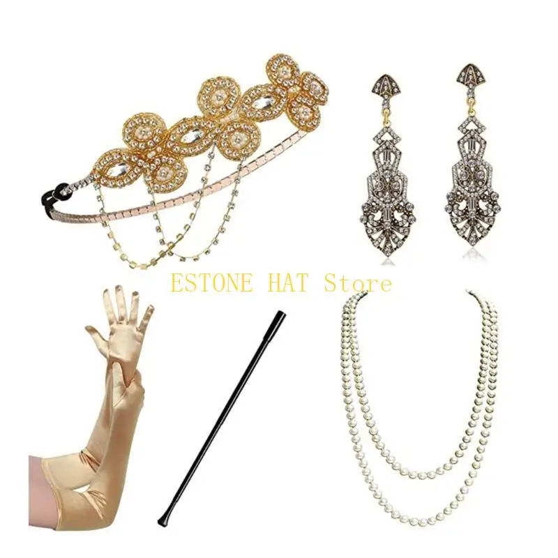 Acessórios para flapper 49mf para feminino 1920s Gatsby Costume Acessório Roaring 20s Flaping Brincho