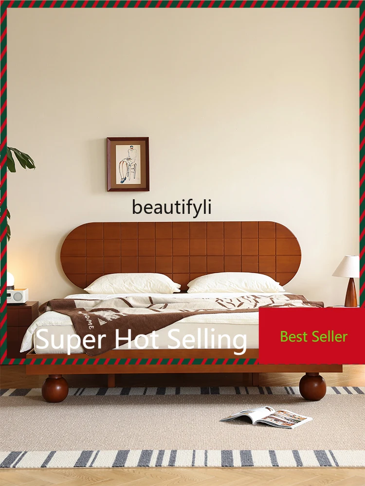 

M71 Nordic Solid Wood Bed Antique Furniture Bedroom 1.8 M Double Bed B & B French Retro Bed