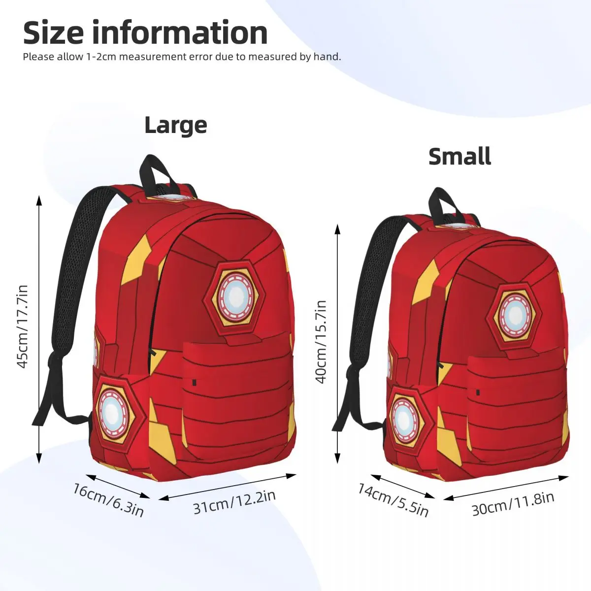 Iron Man Glowing ARC Reactor Sherpa for Men Women Student School Bookbag Daypack Elementary High College Outdoor