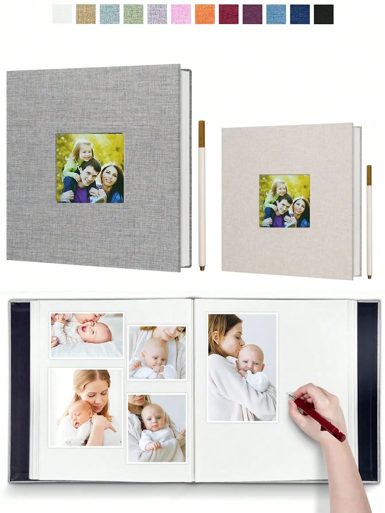 1 Stück DIY Leinen Scrapbook Fotoalbum mit selbstklebenden Seiten für 2x3 4x6 5x7 8x10 Bilder DIY Fotobuch Familienjubiläum