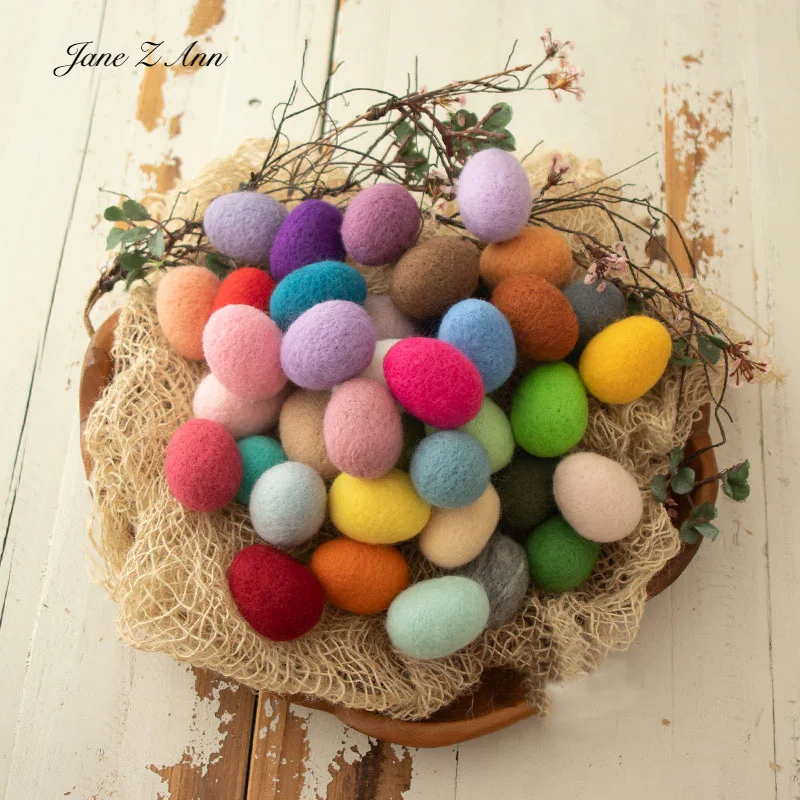 Hand-made colroful Easter egg well felt decorative props for studio shooting  6pcs/set