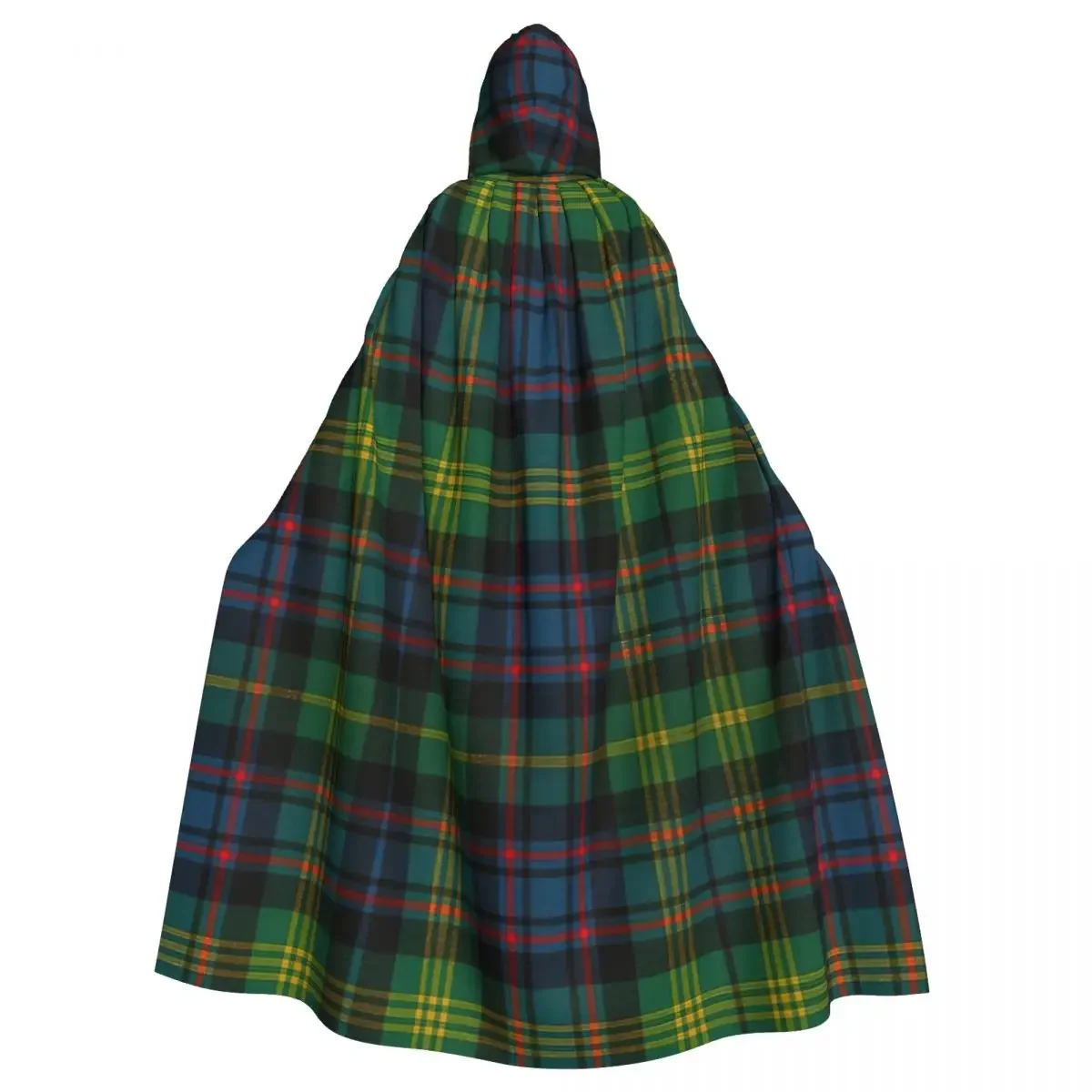 Capa con capucha de tartán antiguo para hombres y mujeres adultos, Cosplay de fiesta de Halloween, bata larga de brujería, capucha