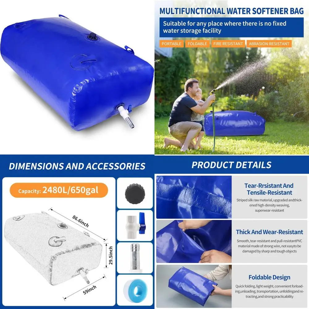 Collapsible 2480L/650Gal Water Tank, Large-Capacity Portable Water Storage for Emergency Drought Relief
