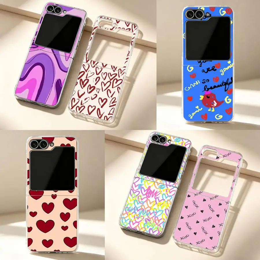 Case for Samsung Galaxy Z Flip 7 ZFlip5 Z Flip 6 5 4 3 ZFlip6 ZFlip3 ZFlip4 ZFlip7 FE Transparent Soft Phone Cover I Love U