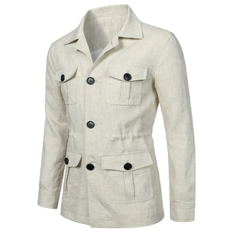 KIDWHXR Spring Autumn Men Suit Coat Simple Solid Single-breasted Pocket Male Outerwear Long Sleeve Business Causal Man Blazer