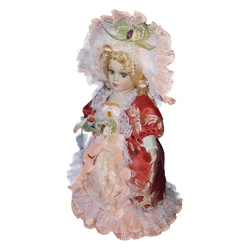 HUYU Muñeca Victoriana Coleccionable Muñeca Porcelana Elegante Muñeca Femenina Cerámica Muñeca Realista Delicada Centros