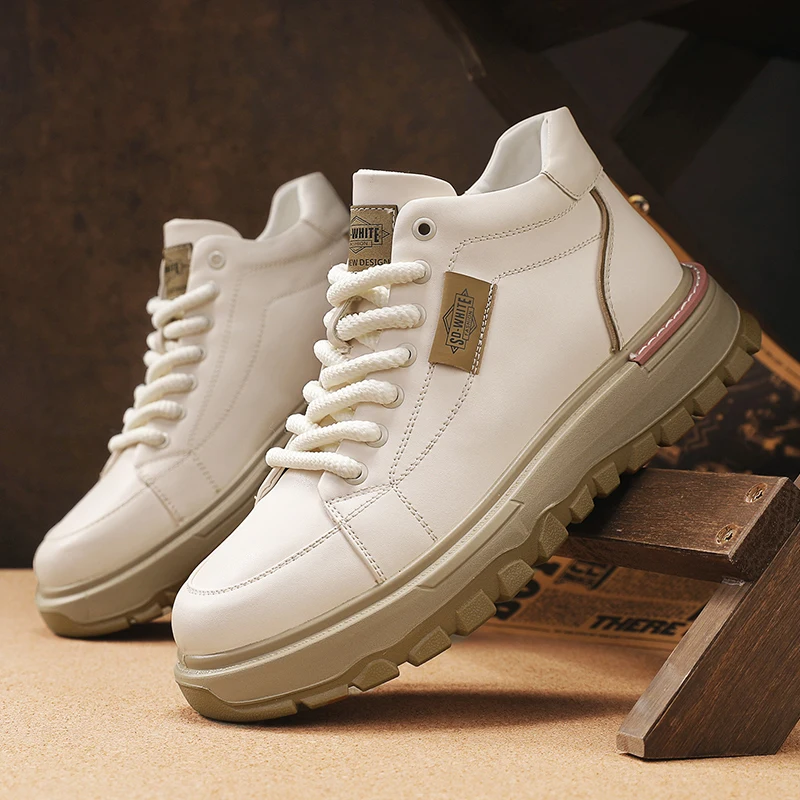 

Men's Boots High Top Boots Mens Skateboard Shoes Anti Slip Man Sneakers Thick Bottom Lace Up Ankle Boots for Men Walking Shoes
