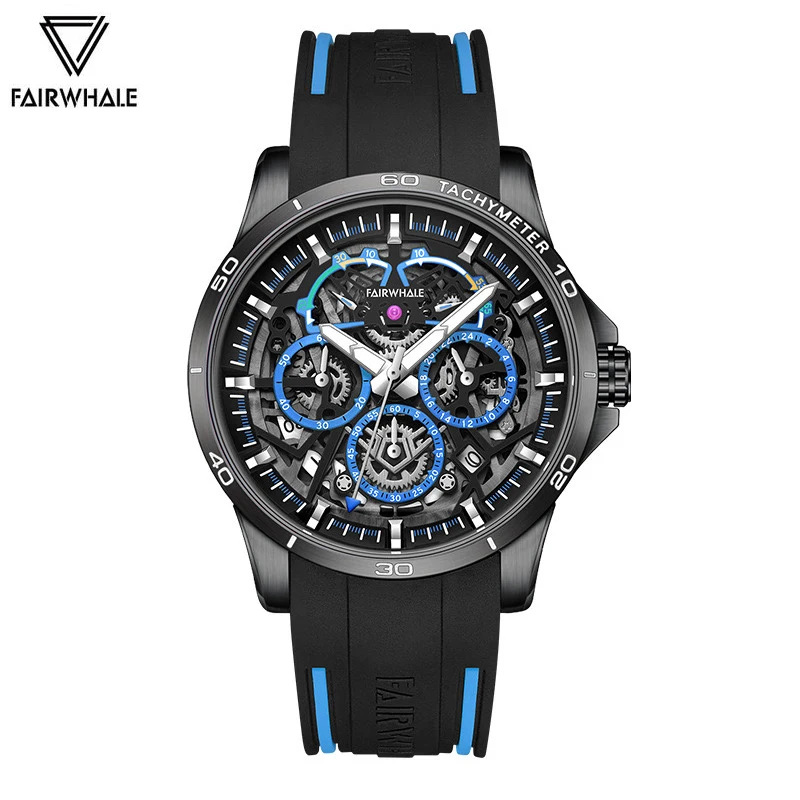 

Fashion Blue Watch For Men Famous Brand Mark Fairwhale Sports Racing Quartz WristWatch Luxury Stainless Steel Watches Man Reloj