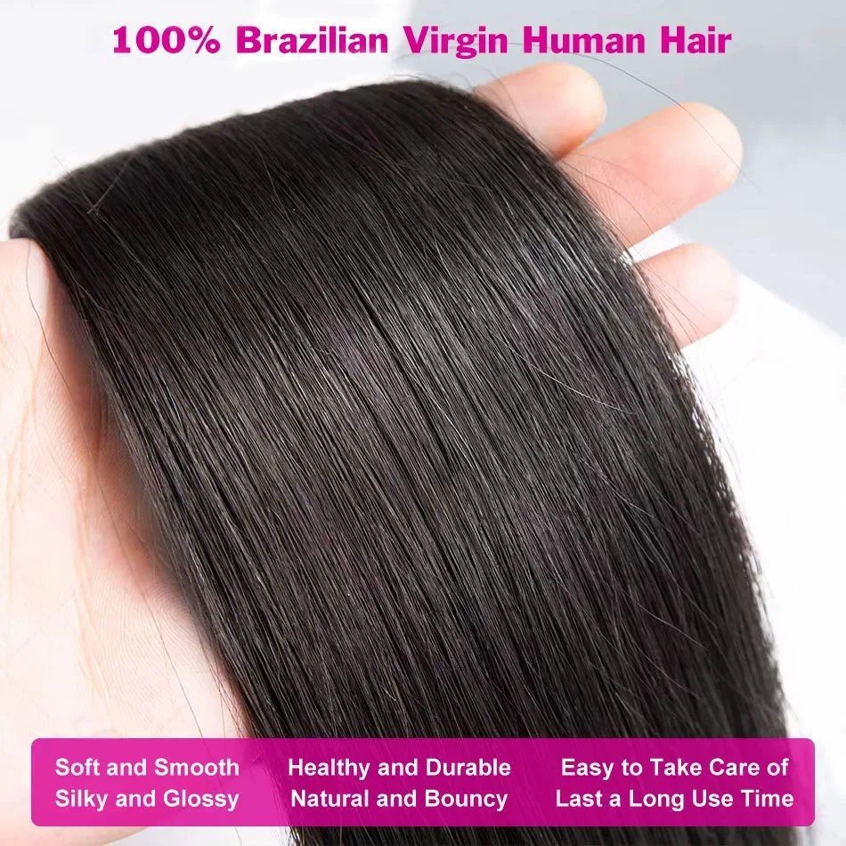 Прямой пучок человеческих волос Mossily Bone, 100% необработанные бразильские волосы Remy 30, 32 дюйма, 3/4 пучка, наращивание волос Remy, двойной уток