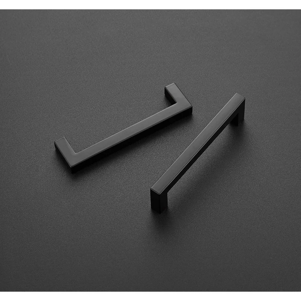 มือจับตู้สี่เหลี่ยมสีดำด้าน สแตนเลส สำหรับตู้ครัว ลิ้นชัก ดีไซน์ทันสมัย