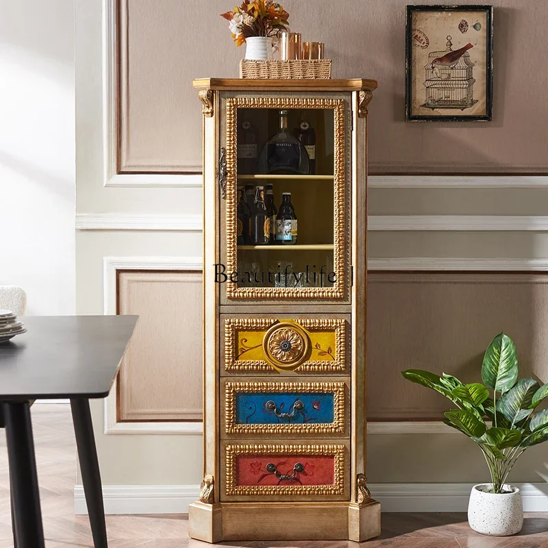 

01American French classical painted wine cabinet corner size chest cabinet