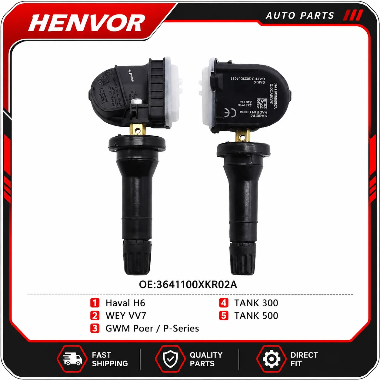 3641100XKR02A TPMS Tire Pressure Sensor for Haval H6 WEY VV7 GWM Poer P-Series TANK 300 500