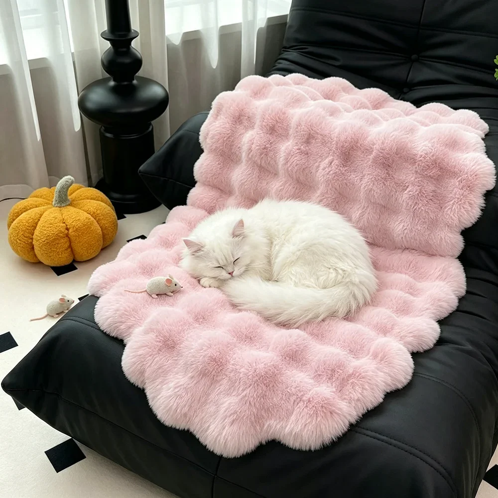 Imitation Rabbit Hair Bubble Velvet Carpet Gray Soft Fluffy Plush Sofa Coner Anti Slip Home Decoration Strip Shape Fur Cushion