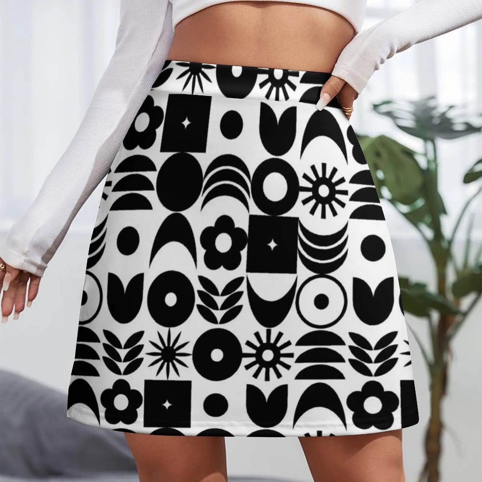 Black White 70s Disco Geometric Pattern Mini Skirt elegant party dresses for women 2025 luxury women skirts Mini Skirt