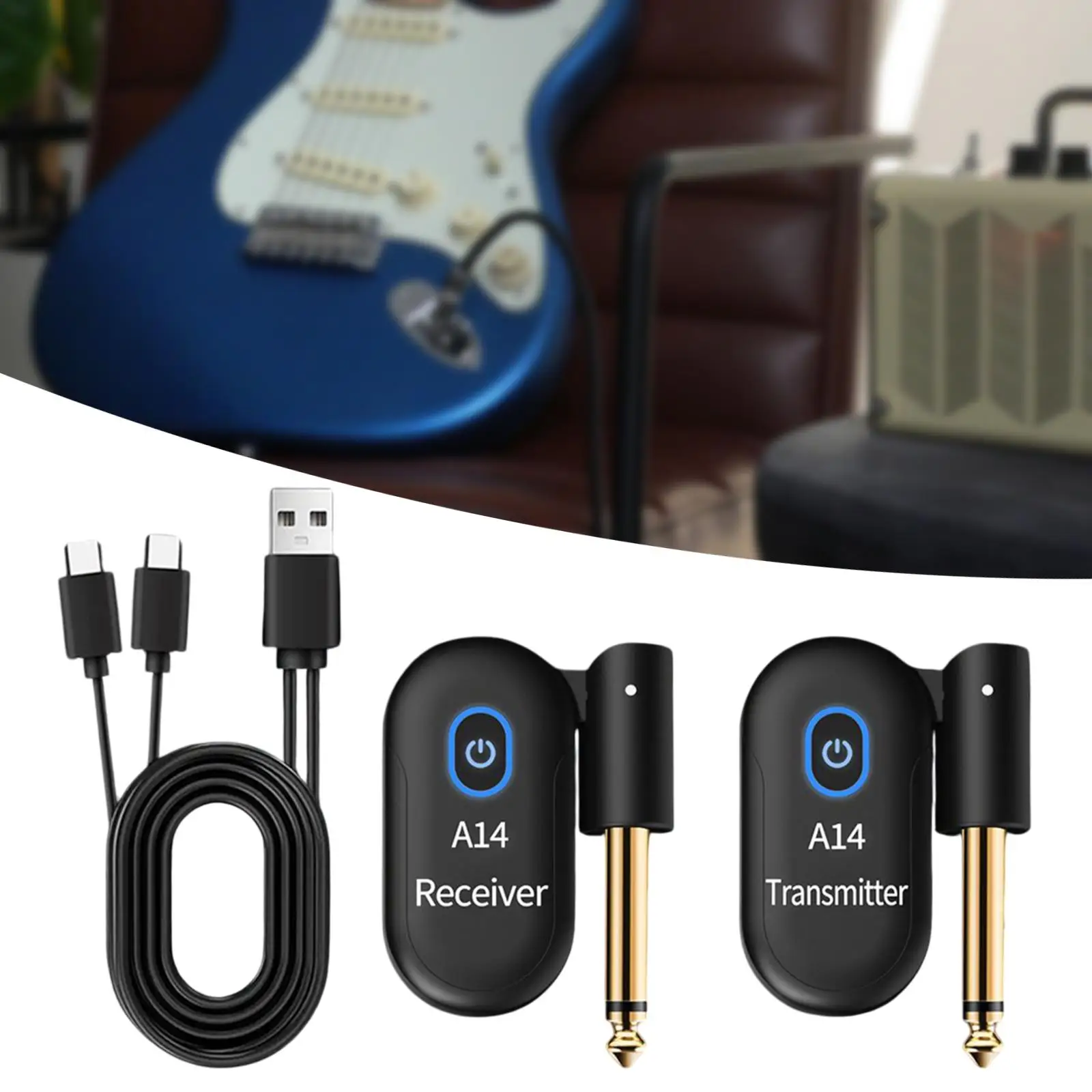 2Pcs Wireless Guitar Transmitter Adapter Music Equipment for Dynamic Microphone Guitar System Violins Sound Card Electronic Drum