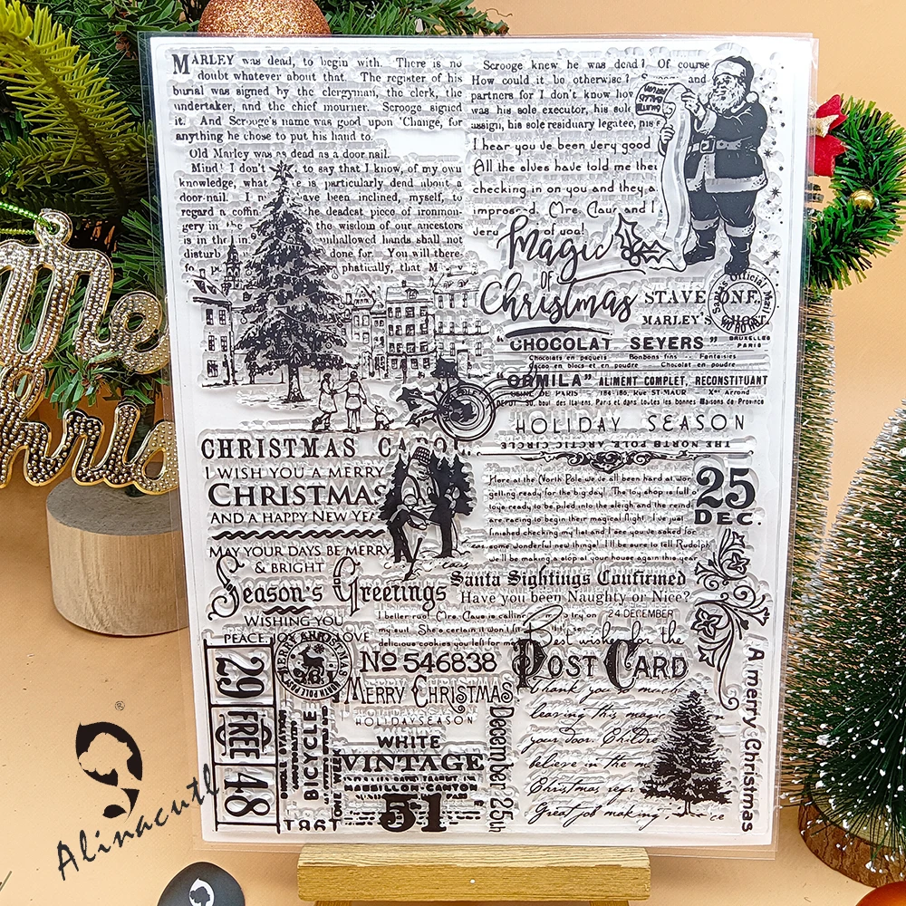 Weihnachtshintergrund, transparenter Stempel, Silikon, transparente Stempel, Papierhandwerk, handgefertigte Kartenherstellung, DIY-Grußkarten, Scrapbooking