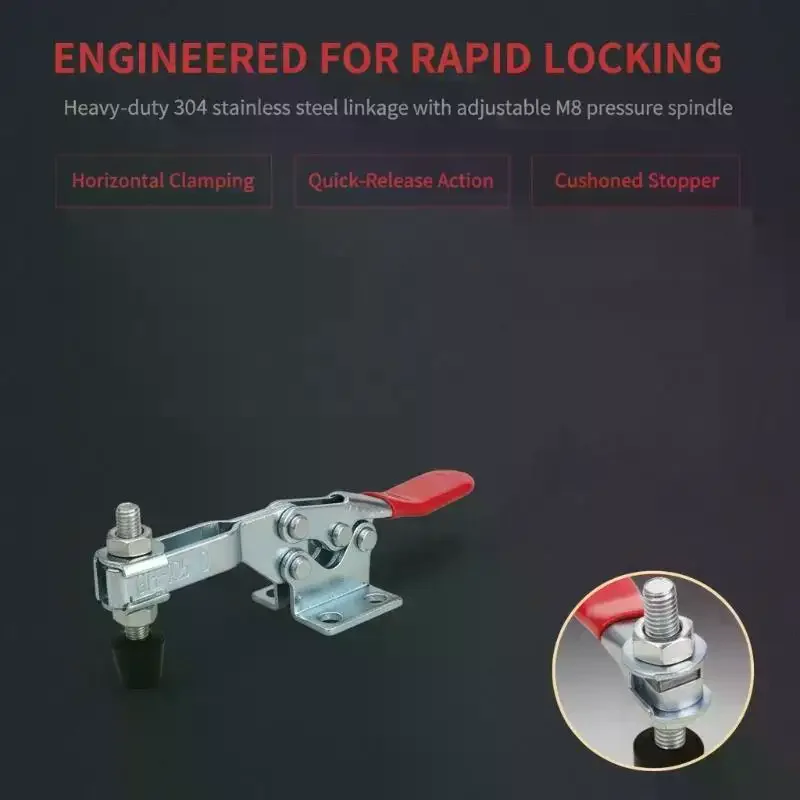 1Pcs GH-225-D Toggle Clamp 227kg Holding Capacity Horizontal Quick Release Clamp for Workshop Woodworking Welding Jobs