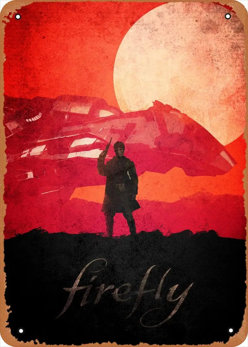 Muecddoa Movie Poster Retro Metal Sign Firefly Minimalist Tv Show Wall Art Wall Art Decor Sign - 12 x 8 inch, HCYCR11022 sign