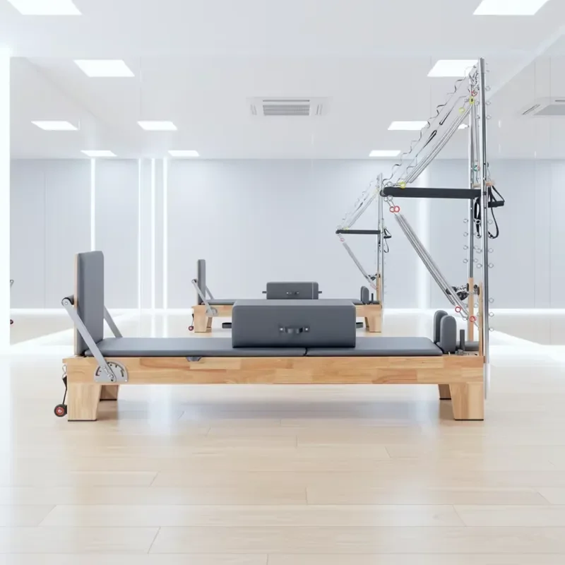 Home High Quality Durable Oak Wood Adjustable Health Two-in-One Pilates Reformer Half Trapeze 200KG
