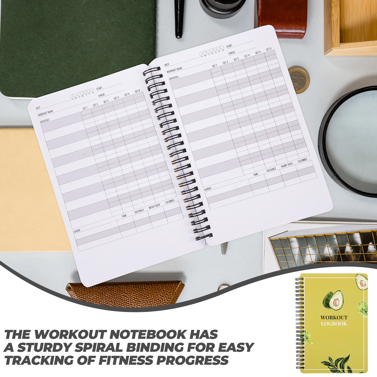 Fitness Punch Book Gym Notebook Workout Journal for Women Notepad Business Planner Paper Goal