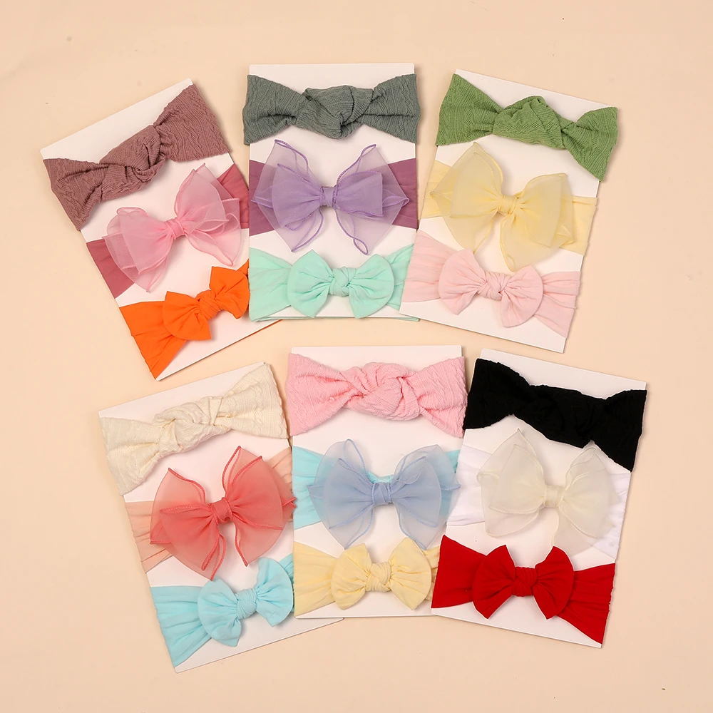 

3pcs/set Baby Headband Bow Newborn Infant Nylon Headbands for Girls Elastic Ribbon Bowknot Baby Girl Turban Hair Accessories