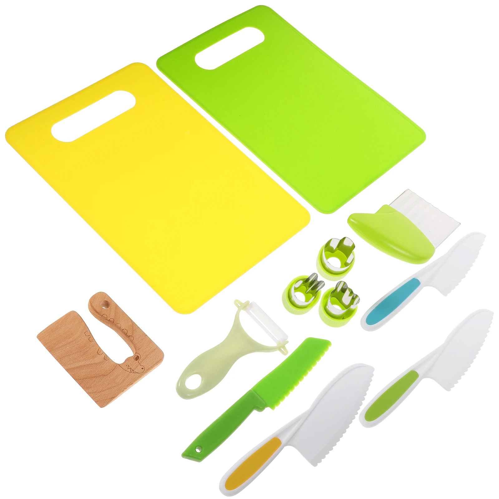 Ensemble de jouets de cuisine pour enfants, outils de cuisine en plastique, couleurs jaune vert bleu, ensembles de jouets pour tout-petits, cadeaux éducatifs, bricolage, 150819