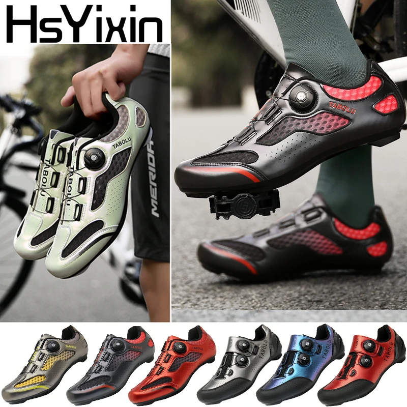 

HsYixin дышащая обувь для шоссейного велосипеда, мужские гоночные самоблокирующиеся скоростные кроссовки, женские шипы SPD, велосипедная обувь для