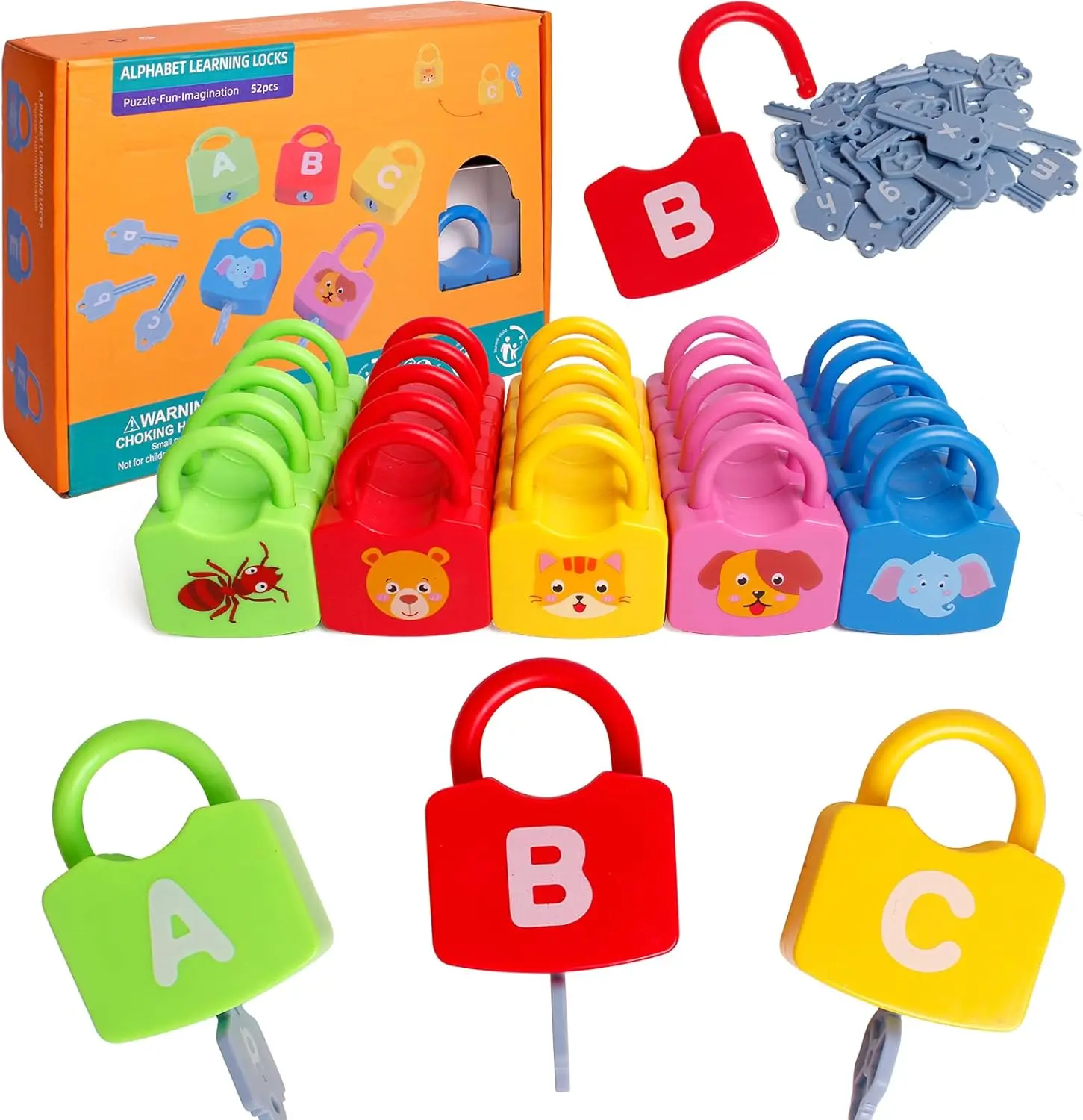 

Educational Alphabet Lock Toy with 26 Locks and Keys for Preschool Learning Ages 3+