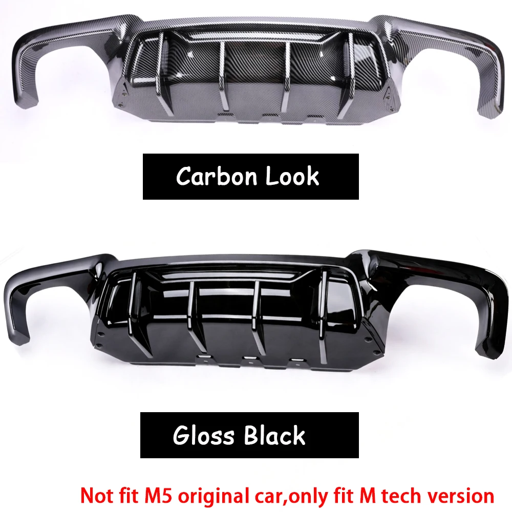 For BMW 5 Series F10 F11 2012-2017 Gloss Black Carbon Look Competition Rear Diffuser Double-Dual Fade-resistant Thickened