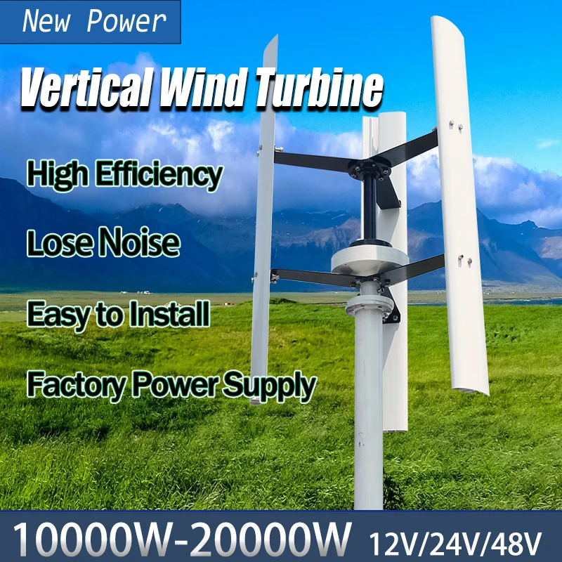 

20KW Vertical Axis Wind Turbine 12V 24V 48V Alternative Energy Generator Household Complete Kit with Controller Inverter