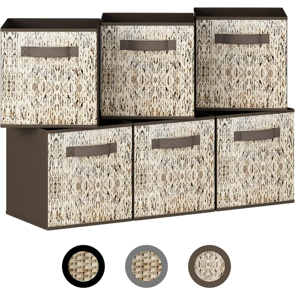 【6 Pack】 Fabric Storage Cubes, Cube Storage Bins with Handle, Foldable Closet Organizers for Shelves, Storage Baskets