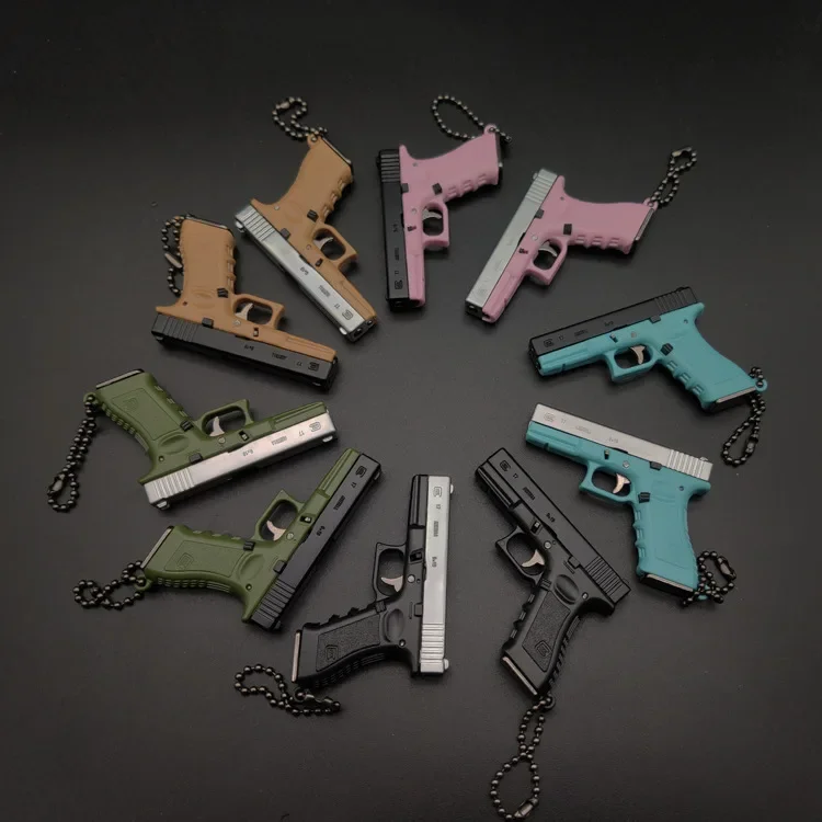 

(No Bullets)1:3 Glock G17 Alloy Plastic Keychain Mini Toy Gun Model Gift Pendant Ornament Fidget Decompression Anti-stress Toy