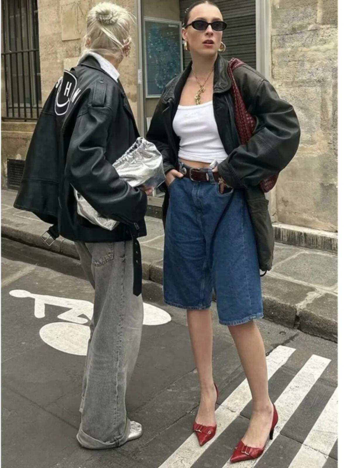 

Retro Denim Five-Point Loose Casual Shorts Women's Wide Leg Mid-Pants Summer Simple Pants High Waist Straight Leg Jeans