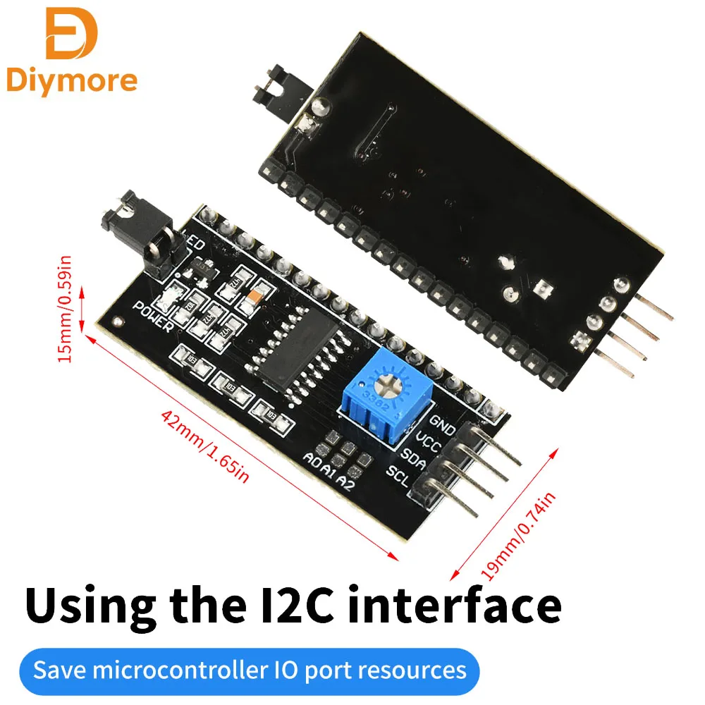 Placa de expansão pcf8574, dc 3-6v, iic/i2c/interface lcd1602/2004, placa adaptadora, quadro negro soldado com arranjo de pinos