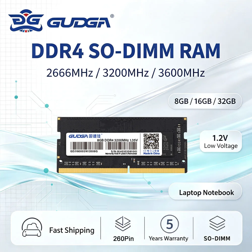 GUDGA RAM DDR4 메모리 8GB 16GB 32GB 2666MHz 3200MHz 3600MHz SO-DIMM 1.2V 노트북용 빠른 배송 도매 가능
