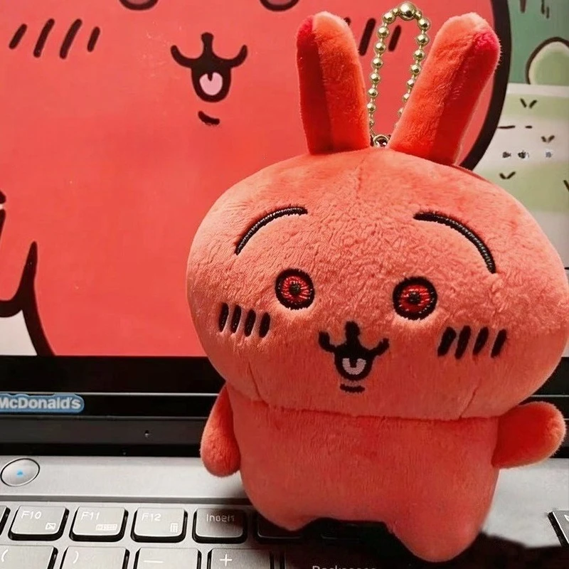 Roter Heißer Usagi Plüsch-Schlüsselanhänger Niedlicher Wütender Roter Hase Anhänger Kawaii Anime Meme Taschenanhänger für Fans