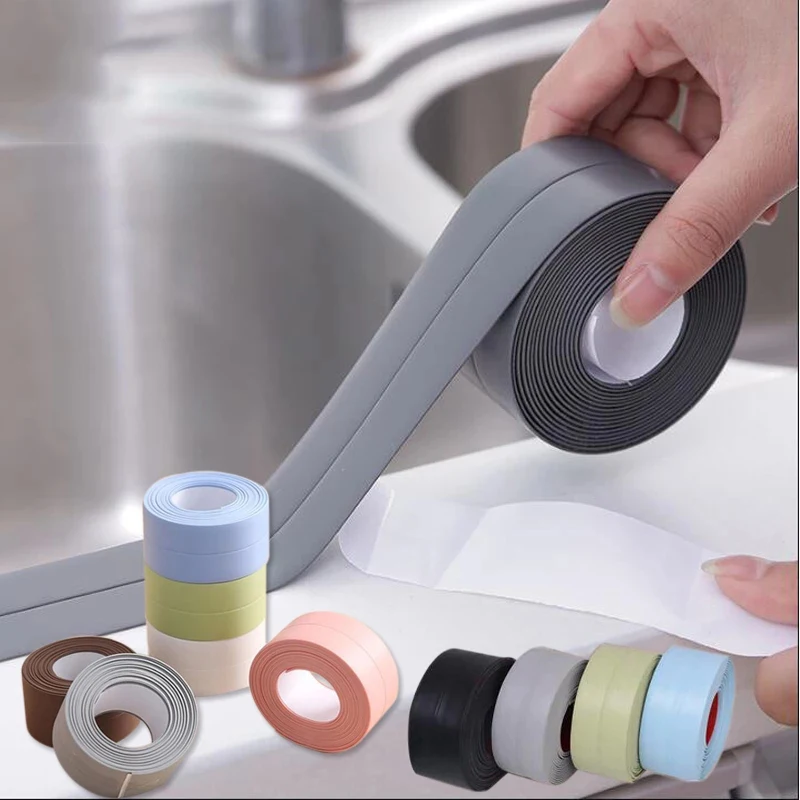 kitchen Folding strip tape white sink bathroom sticker waterproof mildew proof adhesive sealing tape kitchen accessories