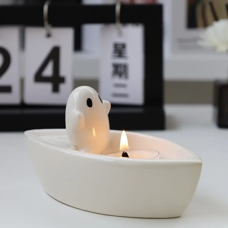 Halloween Aromatherapy candlestick creative boat shape ghost candlestick display cute ghost decoration funny gift