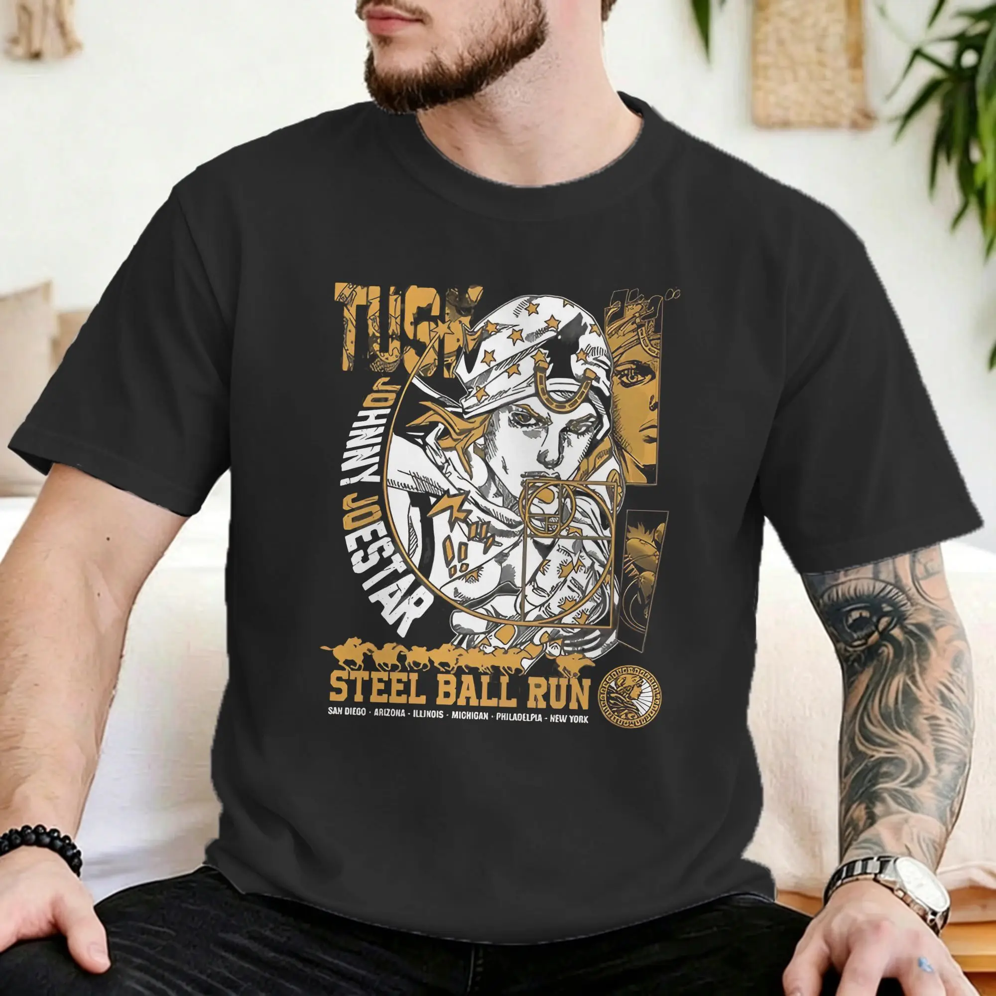 Men Women's Gyro Zeppeli T Shirts JoJos Anime  Cotton Clothing Hipster Short Sleeve O Neck Tee Shirt Printing T-Shirts