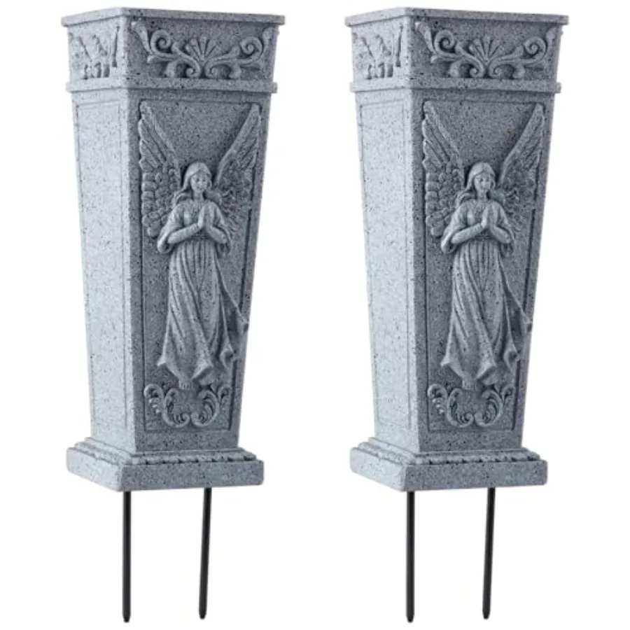 

Cemetery Flowers Vase with Spike, Memorial Grave Vase Resin Flowers Holder for Headstone, Grave, Cemetery, Garden, Lawn, Yard D