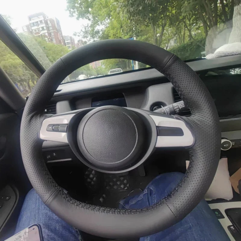 Custom Car Steering Wheel Cover For Honda 4th Jazz FIT 2021-2024 Non-Slip Microfiber Leather Steering Wrap Cover Car Accessories
